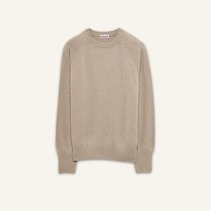 TRICOT Cashmere Crewneck Raglan Boxy Unisex XS Tan Brown Quiet Luxury Purist